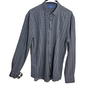 Vince Camuto Untucked Dress Shirt Mens Large Charcoal Gray Button Up Long Sleeve